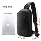 Mens Sling Bag, Unisex Chest Bag Crossbody Casual Shoulder Bag Diagonal bag Handbag Gym Daypack Water-Resistant with USB Charging Port Messenger Bag for Outdoor Sport Travel Casual Office-Black